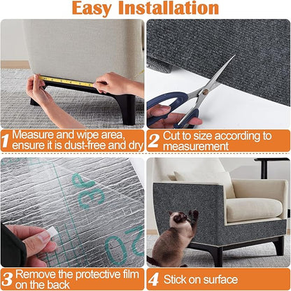 Cat Scratch Furniture Protector - 138" x 13.8" Trimmable Self-Adhesive Cats Claws Scratch Pads, DIY Cat Climbing Couch Protector for Scratch Post Cat Tree Replacement Indoor (Dark Gray)