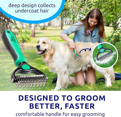 Pat Your Pet Deshedding Dog Brush For Shedding – Cat Brushes For Indoor Cats, Double-Sided Cat Brush Deshedding & Grooming Tool For Long Haired And Short Haired Dogs, Skin-Friendly