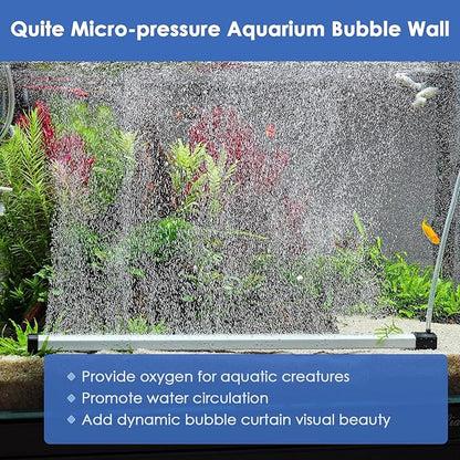 hygger Aquarium Bubble Strip, Nano Air Bubble Curtain Wall Aquarium, Quiet High Dissolved Oxygen Diffuser Fish Tank Bubbler Decorations Self-Sinking for Freshwater Saltwater (16.9 Inch)