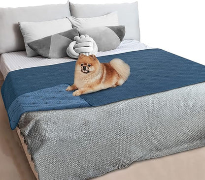 PetAmi Waterproof Couch Cover for Dogs, Reversible Furniture Cover Sofa Protector for Pet Cat Bed, Washable Blanket Dog Cover for Couch Seat, 52x82 Blue