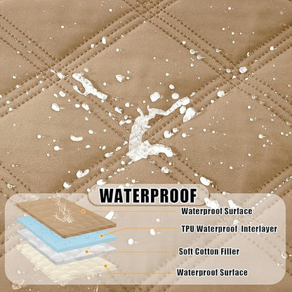 Smiry Waterproof Dog Bed Cover Blanket 40x70, Soft Reversible Pet Blanket, Washable Leakproof Cats Dogs Couch Cover for Sofa, Couch, Furniture, Camel/Beige