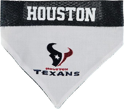 Pets First NFL DOG BANDANA - HOUSTON TEXANS REVERSIBLE PET BANDANA. 2 Sided Sports Bandana with a PREMIUM Embroidery TEAM LOGO, Small/Medium. - 2 Sizes & 32 NFL Teams available