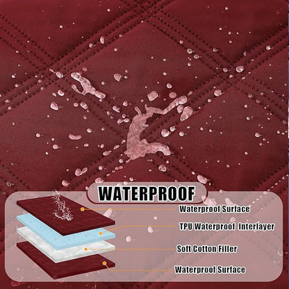 Smiry Waterproof Dog Bed Cover Blanket 40x80, Soft Reversible Pet Blanket, Washable Leakproof Cats Dogs Couch Cover for Sofa, Couch, Furniture, Wine Red/Wine Red