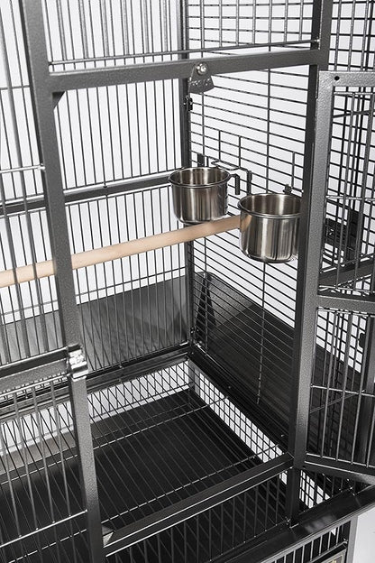 Prevue Pet Products Dometop Bird Cage - for Parrots, Conures, Caiques, Small Cockatoos, Big Bird Cage with Wheels, Indoor or Outdoor - Large, Black Hammertone