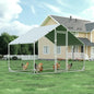 4ever2buy Large Metal Chicken Coop with Run Walk-in Poultry Cage Chicken Runs House Pen Cage Spire Roofed Chicken Coops with Anti-Ultraviolet Cover for Outdoor Backyard Farm Use 9.8’L x 6.6’W x 6.4’H
