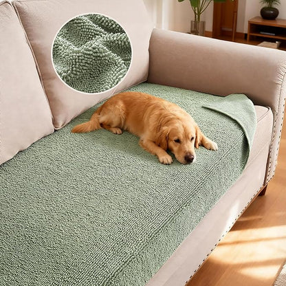 H.VERSAILTEX Non Slip Pet Couch Cover Chenille Dog Bed Protector Thick Soft Sofa Slipcover Pet Friendly Washable Couch Cushion Covers for Pets (30" x 70", Sea Foam)