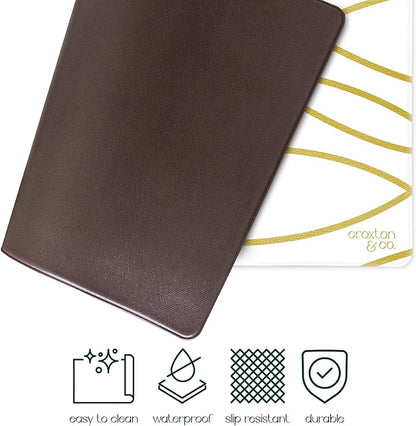CROXTON & CO. Non-Slip Faux Leather Pet Feeding Mat for Dog Bowls | Large Bowl Mat for Food and Water | Durable, Easy-to-Clean Pet Food Mat for Floors | Size: 16.5"x28"