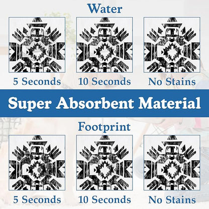 Black Boho Art Dog Food Mat–Christmas Stocking Absorbent Quick Dry Feeding Placemat for Food and Water Bowls, Non Slip Rubber Backing, Waterproof Pet Supplies for Mess-Free Eating 16"x24"
