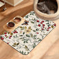 Butterfly Flower Dog Food Mat,Vintage Berry Absorbent Pet Feeding Mat for Food and Water Bowl,Quick Dry Dog Placemat Non Slip Rubber Backing Waterproof Pet Supplies 16" x 24"