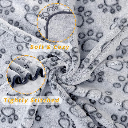 LOKOZ 2 Pack Dog Blanket for Small Medium Dogs, Soft Washable Fleece Pet Blankets with Paw Print, Puppy & Cat Blanket for Bed Couch Sofa, 24"x32"