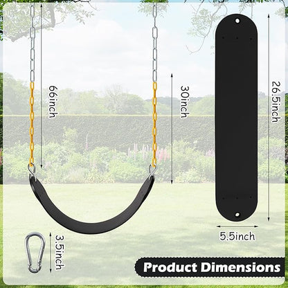 Sunnyglade 8PCS Swings Seats Heavy Duty with 66" Chain, Playground Swing Set Accessories Replacement with Snap Hooks, Support 250lb (8, Black)