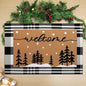 Tinideya 2 Pcs Door Mat Welcome Non Slip Coir Mats Floor Layering Doormats Seasonal for Front Porch Entryway Decor(Snowy Tree)