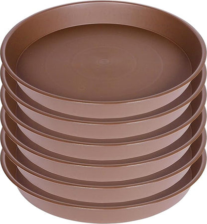2 Pack of 20 21 inch Plant Saucer Round, Deep Plant Saucers for Pots, Heavy Plastic Plant Drip Tray for Indoors Outdoor, Bird Bath Bowls, Plant Trays for Planter 19-22" (21 inch, Chocolate)