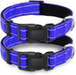 2 Pack Reflective Dog Collar with Safety Locking Buckle, Adjustable Soft Breathable Comfortable Nylon Pet Collar for Small, Medium and Large Dogs, Navyblue, M