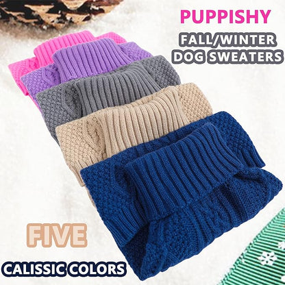 Dog Sweaters for Small Dogs Knit Puppy Sweater Fall Winter Dog Clothes Warm Sleeveless Chihuahua Clothes Doggy Turtleneck Pullover Sweater Solid Twisted Pet Cat Outfit(Purple, X-Small)