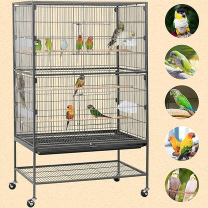 Yaheetech 52-inch Wrought Steel Standing Large Flight King Bird Cage for Cockatiels African Grey Quaker Amazon Sun Parakeets Green Cheek Conures Pigeons Parrot Bird Cage Birdcage with Stand