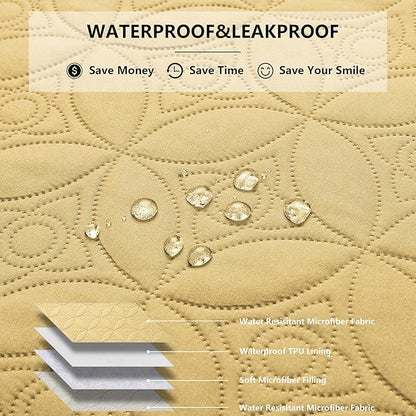Waterproof Dog Blanket, 68x82 inches Pet Couch Covers for Sofa, Bed Furniture Protector from Dogs Washable and Reversible-Sand+Cream