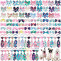 Reginary 100 Pieces Dog Bow Tie Collar Set Include 40 Dog Neckties, and 30 Puppy Bowties, 30 Collar Flowers, Adjustable Pet Ties Grooming for Small Medium Cats Pets Supply(Flamingo)
