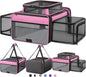 Top and 2 Sides Expandable Cat Carrier 18x13.5x9.5, TSA Airline Approved Dog Carriers for Small Dogs, Soft-Sided Pet Carrier with Self-Locking Zippers for Kitten,Rabbit, Puppy, Guinea Pig Pink