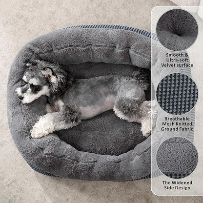 INVENHO Small Dog Bed for Small Dogs, Cat Beds for Indoor Cats Washable, Orthopedic Dog Bed, Warming Soft Calming Sleeping Puppy Bed Durable Pet Bed with Anti-Slip Bottom S(20"x19"x6") (Pack of 2)