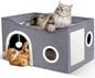 Heeyoo Cat House for Indoor Cats - Large Cat Bed Cave with Fluffy Ball and Scratch Pad, Foldable Cats Houses & Condos, Cat Hideaway, Covered Kitty Bed for Multi Small Large Kitty, 23.8x15.9x13.2 Inch