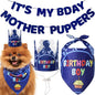 Dog Birthday Party Decorations - Bday Bandana Set - Birthday Boy Bandana for Small Dogs, Puppy, Party Hat, Crown and Cute Dog Birthday Banner with It's My Birthday Mother Puppers Sign