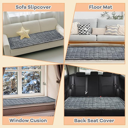 Washable Dog Couch Cover Protector, Non Slip Dog Bed Mat Machine Washable Large Blanket for Dogs, Pet Couches Covers for Sofa (Grey, 27.6 * 70.9 '')