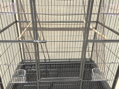 54" Large Wrought Iron Breeding Flight Canary Parakeet Cockatiel Lovebird Finch Cage Side Nesting Box Doors with Removable Rolling Stand