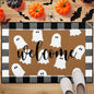 Tinideya 2 Pcs Door Mat Welcome Non Slip Coir Mats Floor Layering Doormats Seasonal for Front Porch Entryway Decor(Plaid Ghost)