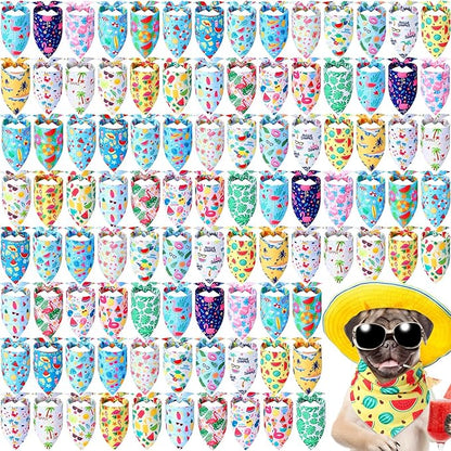 Sweetude 100 Pieces Dog Bandanas Bulk, Bandanas for Dogs Pet Triangle Scarf, Puppy Dog Kerchief Bibs for Medium Small Pets Costume Accessories (31.5 x 21.65 x 21.6 Inch)