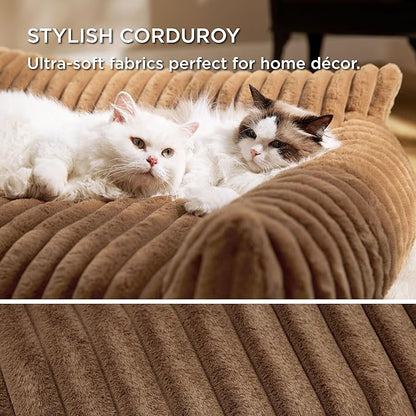Bedsure ComfyFleece™ Cute Dog Couch for Medium Dogs - As Seen on TV on Good Day New York, Dog Couch Bed with Removable, Washable Cover, Supportive Pet Sofa, for Medium Large Dogs, 36inch, Camel Brown