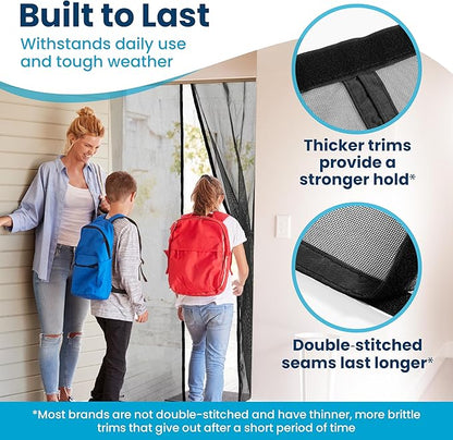 Flux Phenom Magnetic Screen Door (2 Pack) - Bugs Out, Breeze in - 9min Install Auto-Sealing Heavy Duty Double Stitched Mesh, Hands Free Sliding & Patio Doors Net, Pet & Kid Friendly, 38 x 82 Inch