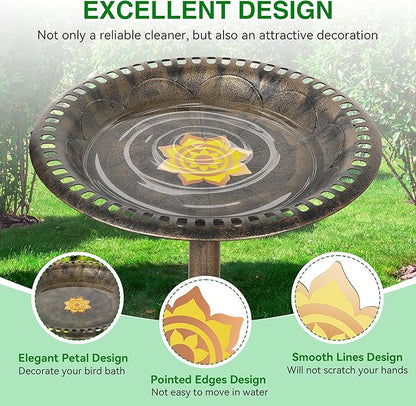 Saillong 1 Pack Bird Bath Copper Disk, Reinforced 99.99% Pure Copper Bird Bath Purification Disk for Physical Clean Water, Birdbaths Cleaner for Outdoor Birdbaths, Bowl and Garden Fountain (Petal)
