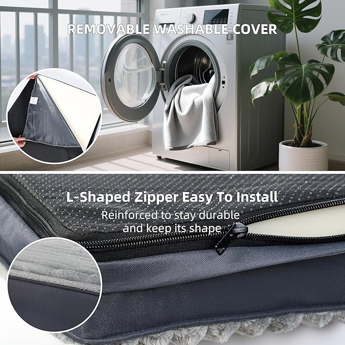Small Dog Bed Sized Dogs, Orthopedic Flannel Pet Bed with Removable Washable Cover, Waterproof Indestructible Puppy Dog Cot Bed with Anti-Slip Bottom, Egg Crate Memory Foam Pad, 23.0"x17.0"x3.0", Grey