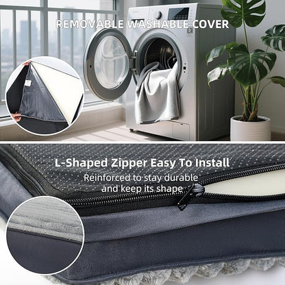 Dog Bed Extra Large Sized Dogs, Orthopedic Flannel XXL Dog Bed with Removable Washable Cover, Waterproof Indestructible Big Dogs Beds with Anti-Slip Bottom, Egg Crate Memory Foam Pad, 47"x29"x4", Grey