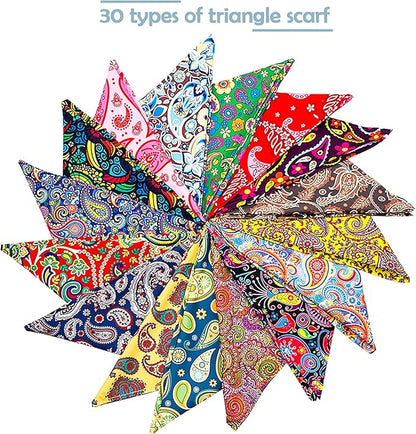30 Pack Paisley Dog Bandanas for Small Dogs Stitch Bandanas Bulk Reversible Polyester Print One Side Dog Bandana Party Grooming S