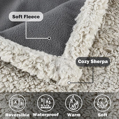 Kritter Planet Waterproof Bed Blanket for Couples, Washable Stain Proof Pad Bed Cover, Reversible Leakproof Protector, Liquid Pee Proof Blanket for Couch Sofa, 80x90 inch, King Size