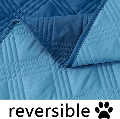 hyha Waterproof Dog Blanket, Reversible Pet Bed Blanket, Soft Sofa Couch Cover for Dogs Washable, Waterproof Pet Couch Covers for Sofa Puppy Cats Furniture Protector(40"x50", Navy Blue/Blue)