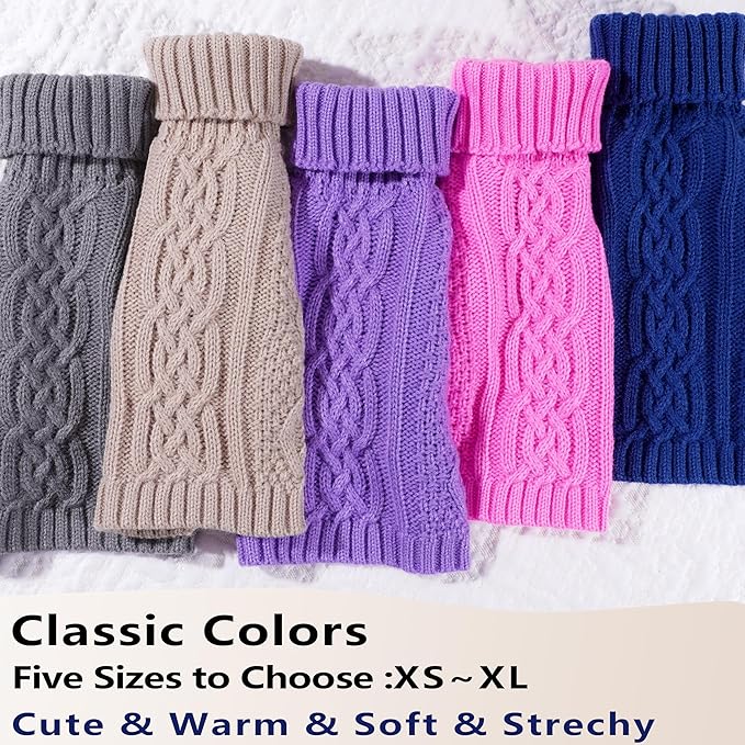 Dog Sweaters for Small Dogs Turtleneck Pullover Puppy Sweater Sleeveless Cable Knit Sweater for Chihuahua Soft and Warm Acrylic Cat Dog Clothes for Cool Weather (Beige, Small)