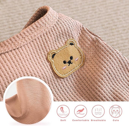 Waffle Knit Cat & Dog T Shirt for Small Dogs, Stretchable Puppy Shirt for Sphynx Cats & Small Breeds, Pet Clothes | Breathable Summer/Winter Apparel for Newborn(Pink XLarge)