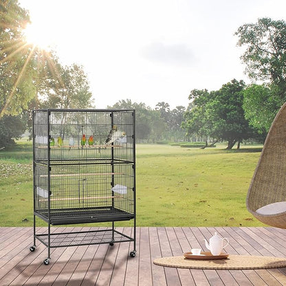 Yaheetech 52-inch Wrought Steel Standing Large Flight King Bird Cage for Cockatiels African Grey Quaker Amazon Sun Parakeets Green Cheek Conures Pigeons Parrot Bird Cage Birdcage with Stand