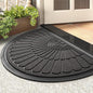 tchdio Door Mat Outdoor Indoor Entrance Doormat-Semicircular Durable Rubber Non Slip Front Door Mat for Outside Inside Entry Entryway Dirt Trapper WelcomeMat for Muddy Paws and Shoes-Grey 17”x30”
