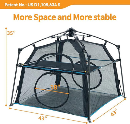 Extra Large Catio Outdoor Cat Enclosure 2-Tier Cat Tent for Patio, Balcony, Indoor & Outdoor, Foldable Cat Playpen with 3 Doors, Weatherproof Sunproof with Fashionable carrybag（Patented）
