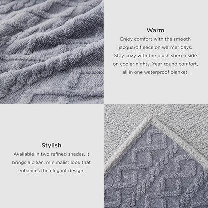 Bedsure Waterproof Dog Blankets for Large Dogs - Pet Blanket for Couch Protector Washable, Premium Jacquard Coral Fleece Cat Throw Blanket, Soft Plush Reversible Furniture Protection, 40"x50", Grey