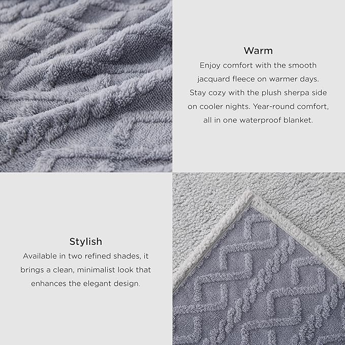 Bedsure Waterproof Dog Blankets for Large Dogs - Pet Blanket for Couch Protector Washable, Premium Jacquard Coral Fleece Cat Throw Blanket, Soft Plush Reversible Furniture Protection, 50"x60", Cream