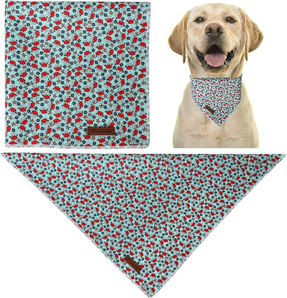 Summer Dog Bandana,Cute Pet Bandana with Crabs Pattern,Adjustable Blue Puppy Dog Bibs,Washable Triangle Dog Scarf for Boy,Girl Dogs or Cats…, UnderseaWorldParty