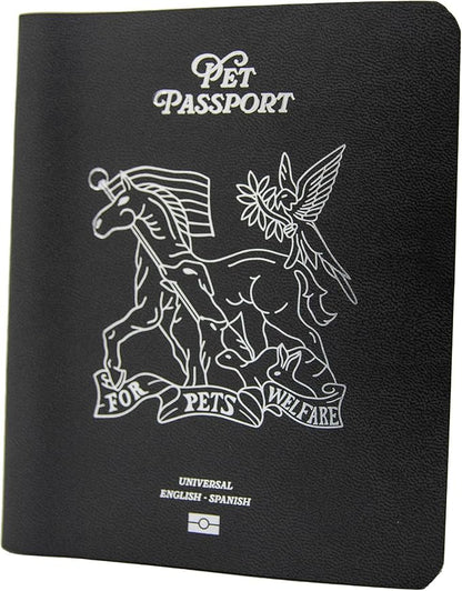 Color Premium PU Leather stitch-sewn US Pet Passport Medical Record for Pet Health and Vaccination English + Spanish for Cat, Dog, Puppy and Kitten (Dark Gray, Single)