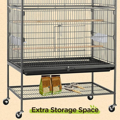 Yaheetech 52-inch Wrought Steel Standing Large Flight King Bird Cage for Cockatiels African Grey Quaker Amazon Sun Parakeets Green Cheek Conures Pigeons Parrot Bird Cage Birdcage with Stand
