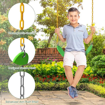Sunnyglade 2PCS Swings Seats Heavy Duty with 66" Chain, Playground Swing Set Accessories Replacement with Snap Hooks, Support 250lb (2, Grass Green)
