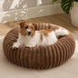 Bedsure ComfyFleece™ Donut Small Dog Bed - Dog Beds for Small Dogs with Corduroy Fleece & Anti Slip Bottom, Round Faux Fur Pet Beds with Washable Removable Cover, Camel Brown, 27x27x8 inches